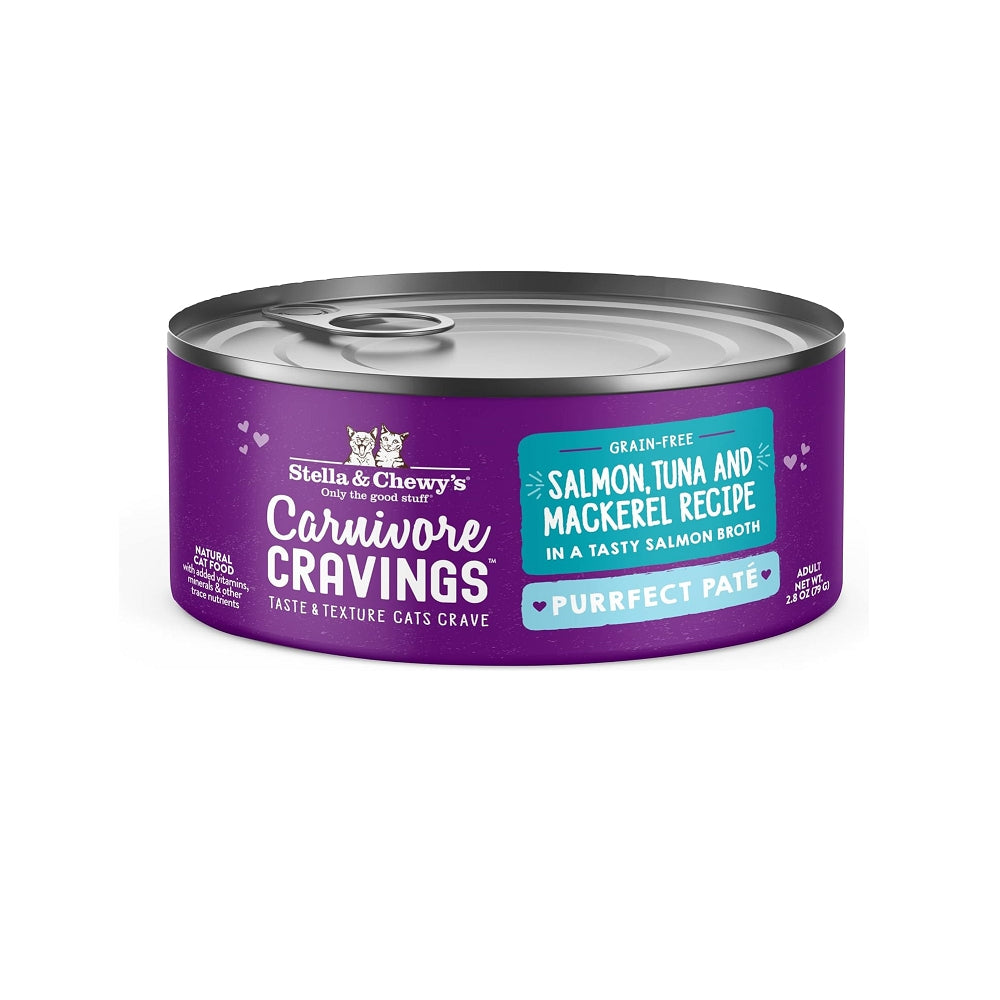 Carnivore Cravings Adult Salmon, Tuna & Mackerel 100% Complete Balance Diet Recipe Wet Cat Can