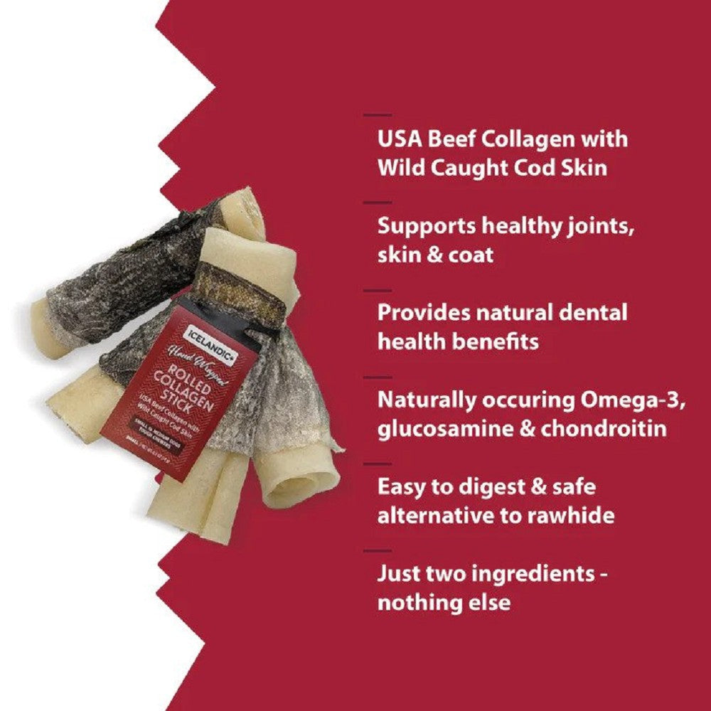 USA Beef Rolled Collagen Dog Chew with Caught Cod Skin - Image 2