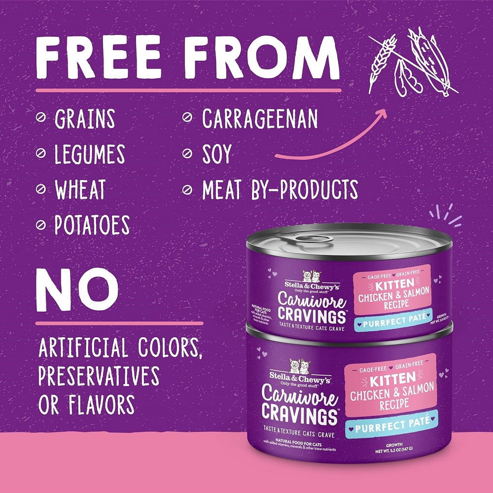 Carnivore Cravings Kitten Chicken & Salmon 100% Complete Balance Diet Recipe Wet Cat Can - Image 4