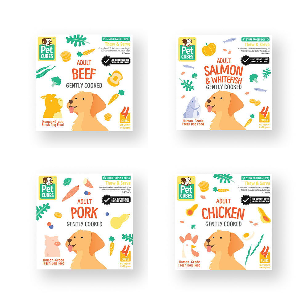 Frozen Fresh Human-Grade Gently Cooked Variety Set Adult Dog Food