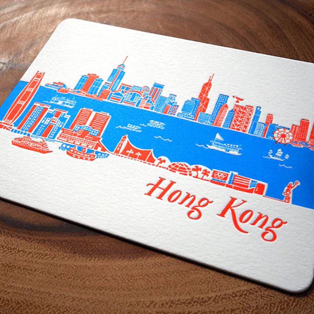 Hong Kong Travel Skyline Letterpress Postcard - Image 5