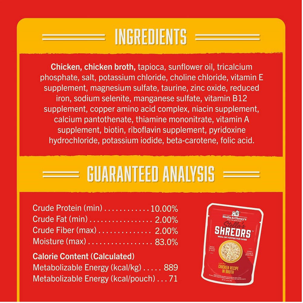 Stella's Shredrs Chicken Recipe in Broth Dog Pouch - Image 3