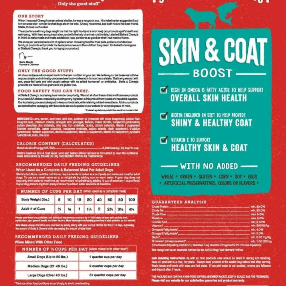 Stella's Solutions Skin & Coat Boost Freeze Dried Grass-Fed Lamb & Wild-Caught Salmon - Dinner Morsels Dog Food - Image 3