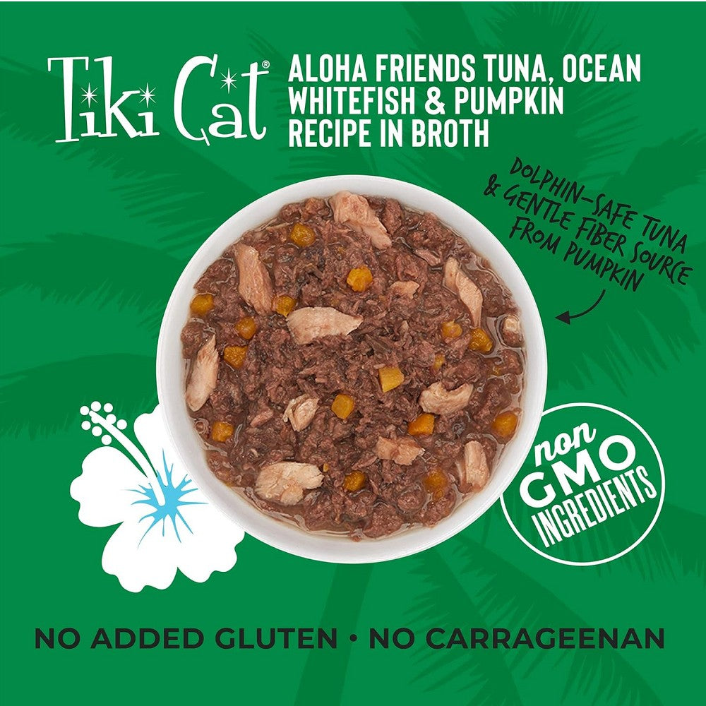 Aloha Friends Tuna, Ocean Whitefish & Pumpkin Recipe In Broth Cat Can - Image 4