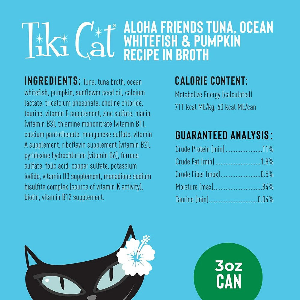 Aloha Friends Tuna, Ocean Whitefish & Pumpkin Recipe In Broth Cat Can - Image 5